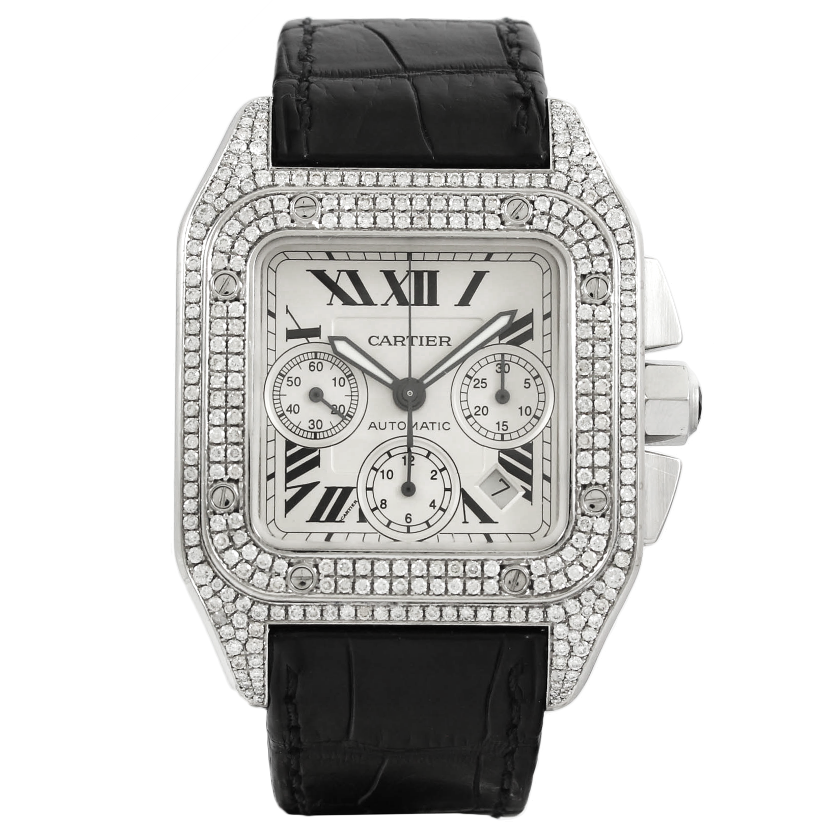 Cartier Santos 100 Chronograph XL Diamonds 2740 Van Wonderen Watches