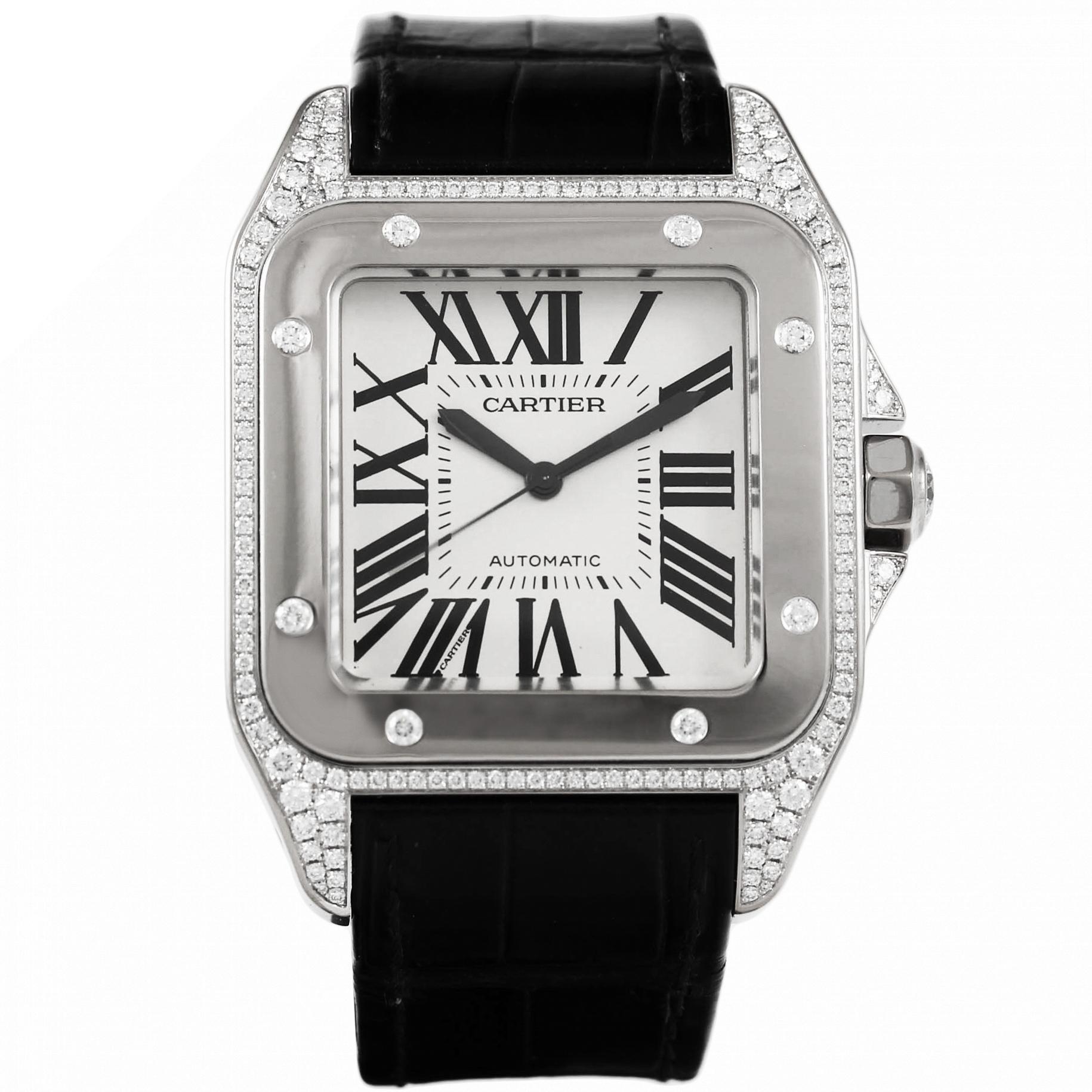 Cartier Santos 100 XL White Gold Original Diamonds 2744 Van Wonderen Watches